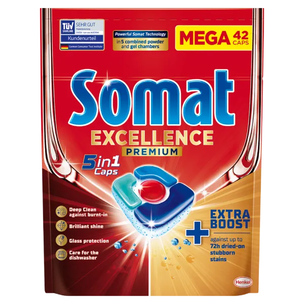 Somat Excellence Premium 5in1 gépi mosogatószer kapszula 42 db 819 g termékhez kapcsolódó kép