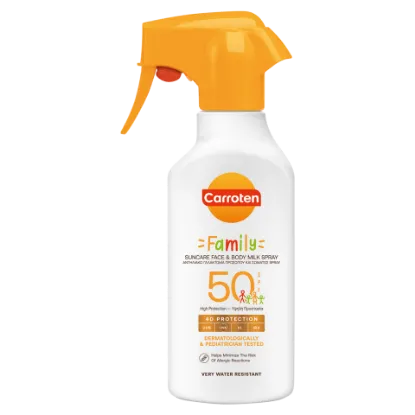 Carroten Family SPF50 naptej spray arcra és testre 270 ml termékhez kapcsolódó kép