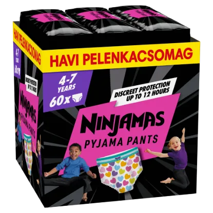 Ninjamas Pyjama Pants Szívecskés, 60 db Pyjama Bugyipelenka, 7 Éves Kor, 17kg-30kg termékhez kapcsolódó kép