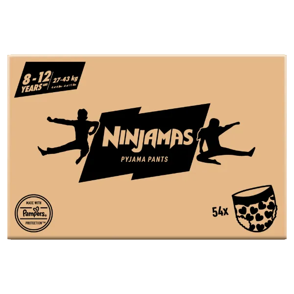 Ninjamas Pyjama Pants Szívecskés, 54 db Pyjama Bugyipelenka, 8 Éves Kor, 27kg-43kg termékhez kapcsolódó kép