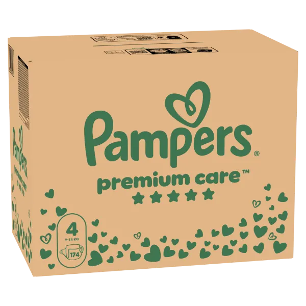 Pampers Premium Care - havi pelenkacsomag, Méret: 4, 174 Pelenka, 9kg-14kg termékhez kapcsolódó kép