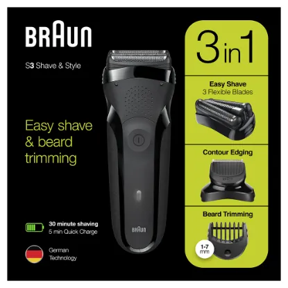 Braun Series 3 300BT – Fekete Elektromos Borotva és Szakállformázó Készlet termékhez kapcsolódó kép