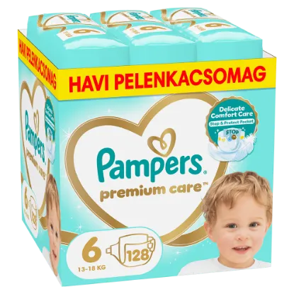 Pampers Premium Care Pelenka, 6 Méret, 128 db, 13kg-18kg termékhez kapcsolódó kép