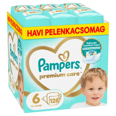 Pampers Premium Care Pelenka, 6 Méret, 128 db, 13kg-18kg termékhez kapcsolódó kép
