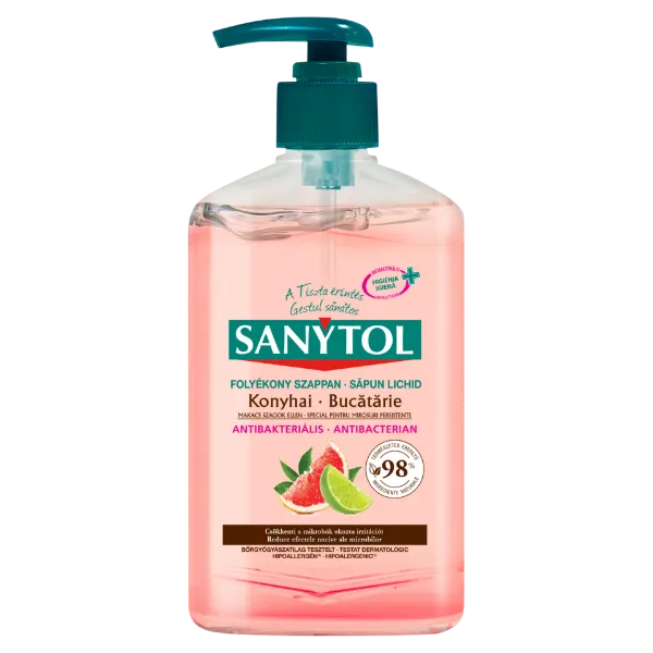 Sanytol Antibakteriális Folyékony Szappan Konyhai Grapefruit és Lime 250ml termékhez kapcsolódó kép