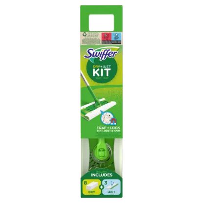 Swiffer Sweeper Kezdőkészet: 1 db Felmosó, 8. db Száraz és 3. db Nedves Felmosókendő Utántöltő termékhez kapcsolódó kép