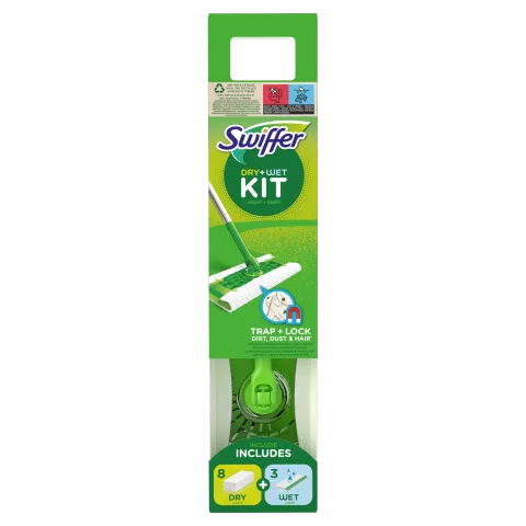 Swiffer Sweeper Kezdőkészet: 1 db Felmosó, 8. db Száraz és 3. db Nedves Felmosókendő Utántöltő termékhez kapcsolódó kép