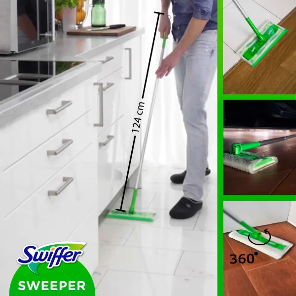 Swiffer Sweeper Kezdőkészet: 1 db Felmosó, 8 db Száraz És 3 db Nedves Felmosókendő Utántöltő termékhez kapcsolódó kép