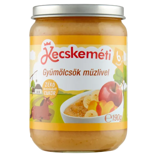 Kecskeméti bébidesszert 190 g gyümölcsök müzlivel 6 hó+ termékhez kapcsolódó kép