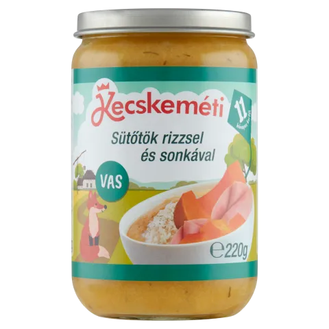 Kecskeméti bébiétel 220 g sütőtök rizzsel és sonkával 11 hó+ termékhez kapcsolódó kép