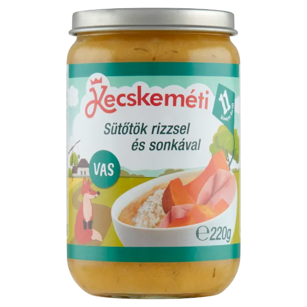Kecskeméti bébiétel 220 g sütőtök rizzsel és sonkával 11 hó+ termékhez kapcsolódó kép