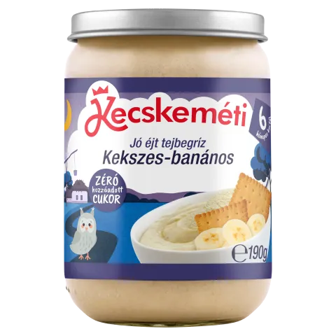 Kecskeméti Jó éjt bébidesszert 190 g tejbegríz kekszes-banános 6 hó+ termékhez kapcsolódó kép