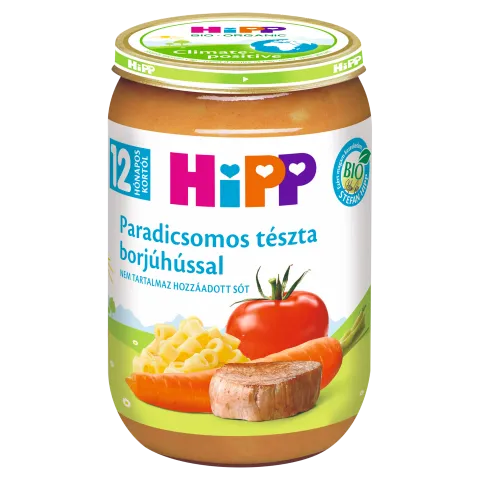 HiPP bio bébiétel 220 g paradicsomos tészta borjúhússal 12 hó+ termékhez kapcsolódó kép