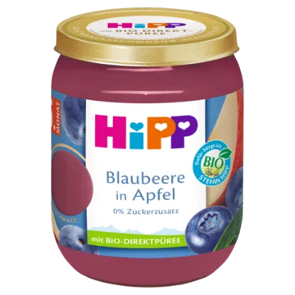 HiPP bio gyümölcskészítmény bébidesszert 160 g alma áfonyával 5 hó+ termékhez kapcsolódó kép