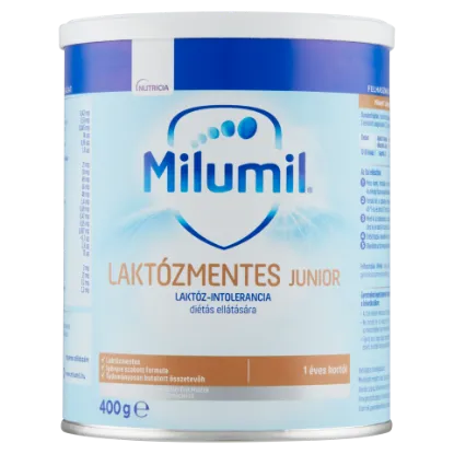 Milumil Laktózmentes Junior speciális gyógyászati célra szánt élelmiszer 1 éves kortól 400 g termékhez kapcsolódó kép