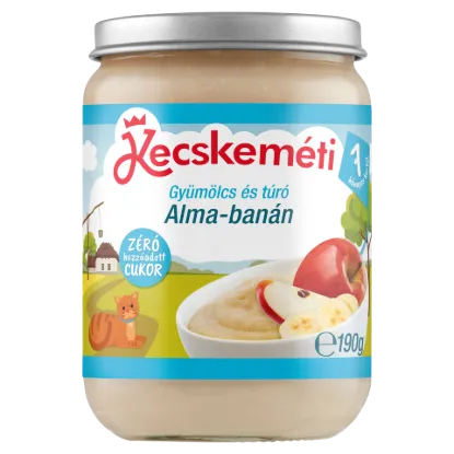 Kecskeméti bébidesszert 190 g bio gyümölcs és túró alma-banán 7 hó+ termékhez kapcsolódó kép
