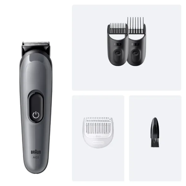 Braun Series 3 4 az 1-ben Formázókészlet, Éles Penge, 14 Hosszbeállítás, AIO3500, Szürke termékhez kapcsolódó kép