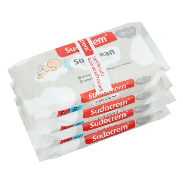 Sudocrem Soft Clean törlőkendő 4 x 55 db termékhez kapcsolódó kép