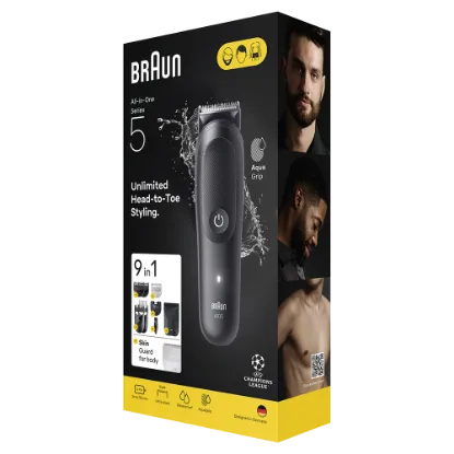Braun Series 5 Multifunkciós Készlet, 9 az 1-ben Szőrtelenítő, Éles Penge, Testszőrnyírás, AIO5540 termékhez kapcsolódó kép