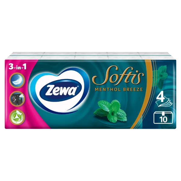 Zewa Softis Menthol Breeze illatosított papír zsebkendő 4 rétegű 10 x 9 db termékhez kapcsolódó kép