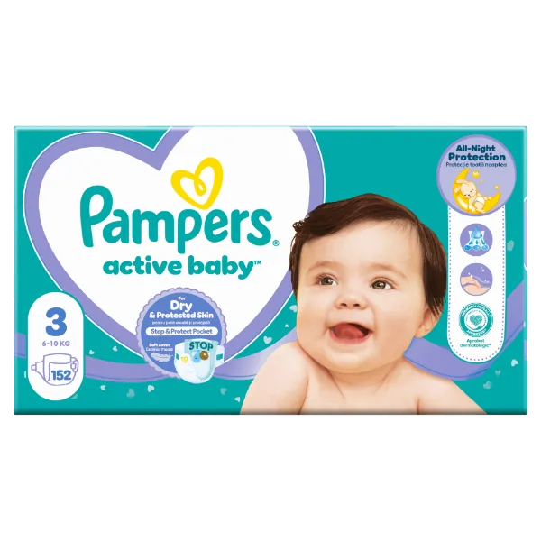 Pampers Active Baby 3, 152 Db Pelenka, 6kg-10kg termékhez kapcsolódó kép