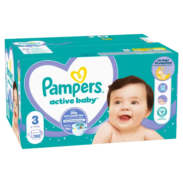 Pampers Active Baby 3, 152 Db Pelenka, 6kg-10kg termékhez kapcsolódó kép