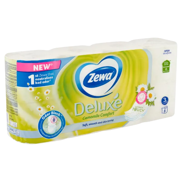 Zewa Deluxe Camomile Comfort toalettpapír 3 rétegű 8 tekercs termékhez kapcsolódó kép