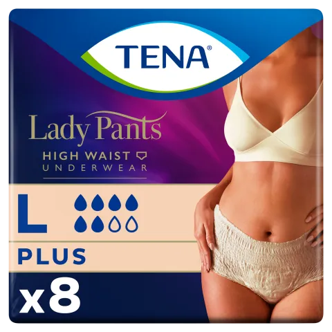 Tena Lady Pants Crème inkontinencia fehérnemű magasított derékrésszel L 8 db termékhez kapcsolódó kép
