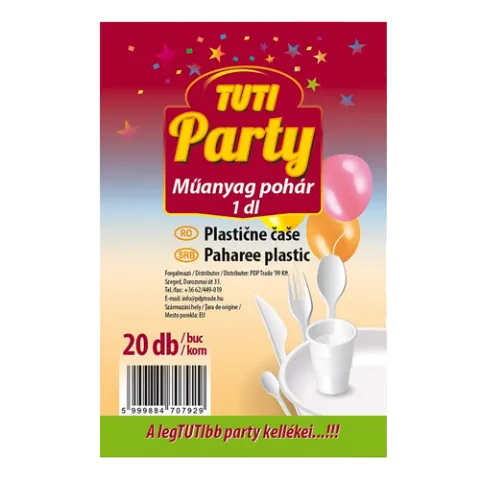 TUTI Party pohár műanyag 1 dl (20 db) termékhez kapcsolódó kép