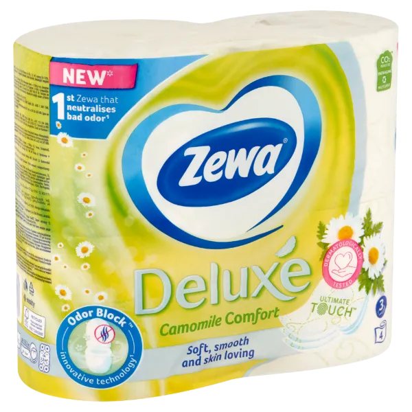 Zewa Deluxe Camomile Comfort toalettpapír 3 rétegű 4 tekercs termékhez kapcsolódó kép
