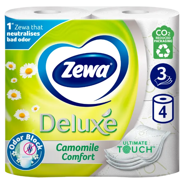 Zewa Deluxe Camomile Comfort toalettpapír 3 rétegű 4 tekercs termékhez kapcsolódó kép