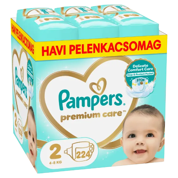 Pampers Premium Care - havi pelenkacsomag, Méret: 2, 224 Pelenka, 4kg-8kg termékhez kapcsolódó kép