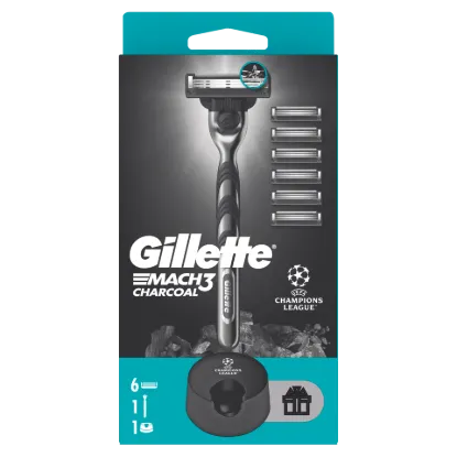UEFA Champions League Special Edition Gillette Mach3 Charcoal Férfi Borotva, 6 Borotvabetétek termékhez kapcsolódó kép