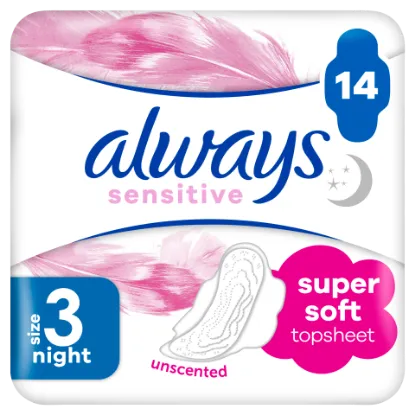Always Ultra Sensitive Night (3-as Méret) Egészségügyi Betét, 14 db termékhez kapcsolódó kép