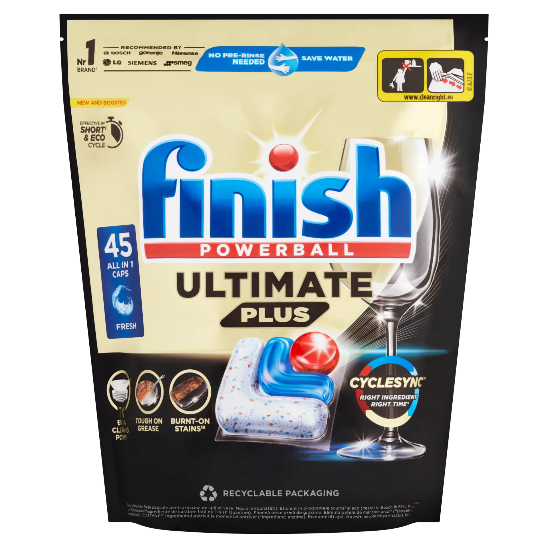 Finish Powerball Ultimate Plus All in 1 mosogatógép kapszula 45 db 549 g