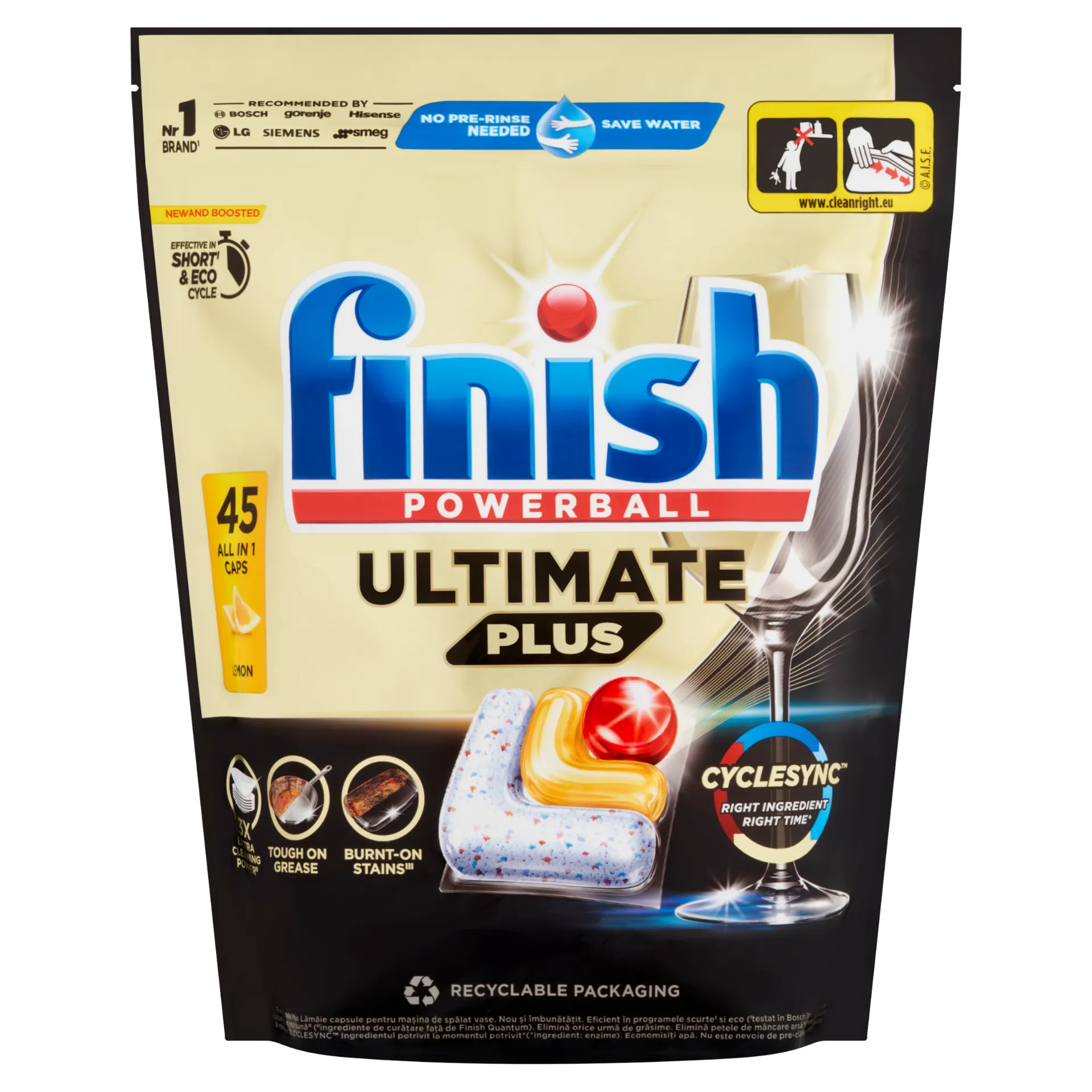 Finish Powerball Ultimate Plus All in 1 Citrom mosogatógép kapszula 45 kapszula 549 g