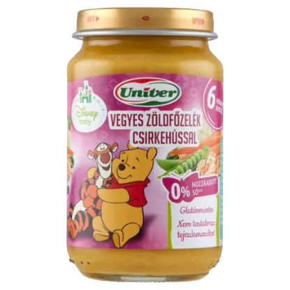 Univer vegyes zöldfőzelék csirkehússal bébiétel 6 hónapos kortól 163 g termékhez kapcsolódó kép