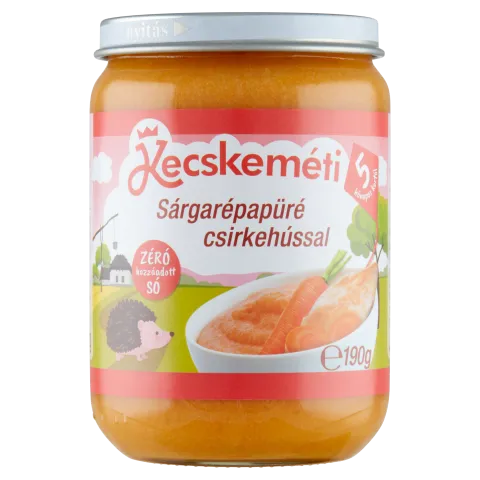 Kecskeméti sárgarépapüré csirkehússal bébiétel 5 hó+l 190 g termékhez kapcsolódó kép