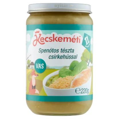 Kecskeméti spenótos tészta csirkehússal bébiétel 11 hó+l 220 g termékhez kapcsolódó kép