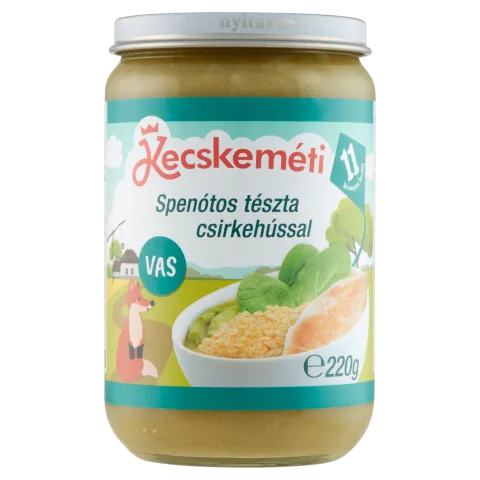 Kecskeméti spenótos tészta csirkehússal bébiétel 11 hó+l 220 g termékhez kapcsolódó kép