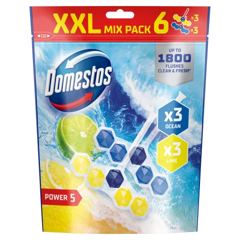 Domestos Power 5 WC frissítő blokk 6 x 50 g Ocean/Lime termékhez kapcsolódó kép