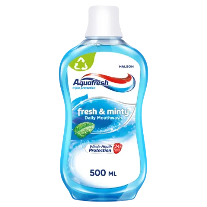 Aquafresh alkoholmentes fluoridos szájvíz 500 ml Fresh & Minty termékhez kapcsolódó kép