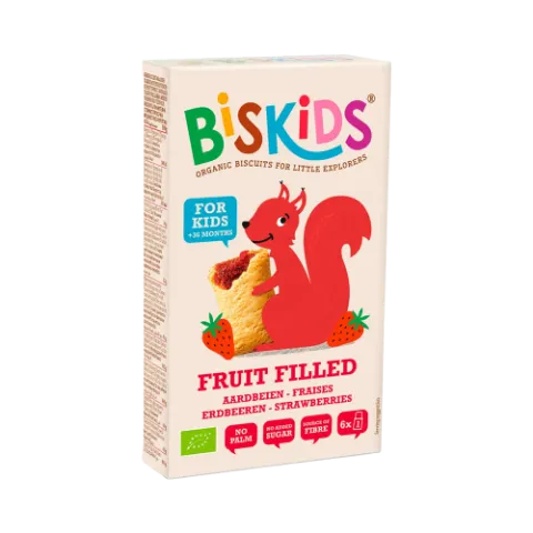 Biskids Fruit Filled biokeksz 120g - eperpürével töltve 36 hónapos kortól termékhez kapcsolódó kép