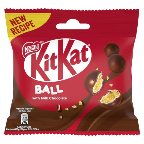 KitKat Ball ropogós búzapehelygolyók fehér krémmel és tejcsokoládéval bevonva 36 g termékhez kapcsolódó kép