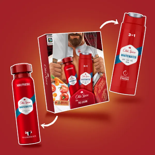 Old Spice Whitewater Chef ajándékcsomag (deo spray és tusfürdő) termékhez kapcsolódó kép
