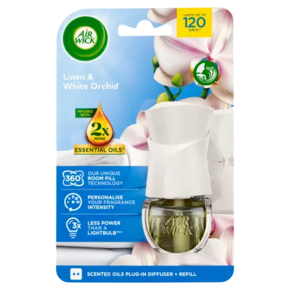 Air Wick elektromos légfrissítő készülék & utántöltő 19 ml Pamut és Fehér Orchidea termékhez kapcsolódó kép