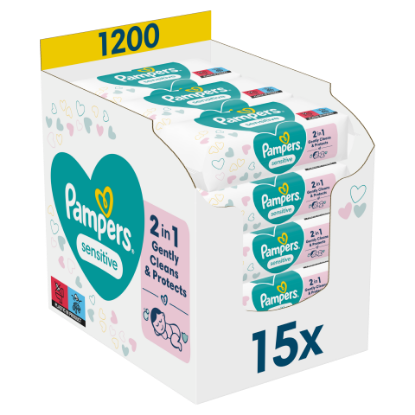 Pampers Sensitive Nedves Törlőkendő, 15 Csomag = 1200 db termékhez kapcsolódó kép