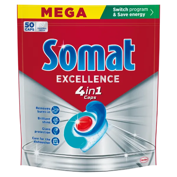 Somat Excellence 4in1 gépi mosogatószer kapszula 50 db 950 g termékhez kapcsolódó kép