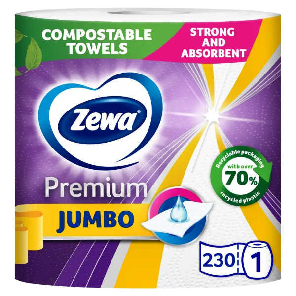 Zewa Premium Jumbo háztartási papírtörlő 3 rétegű 1 tekercs termékhez kapcsolódó kép