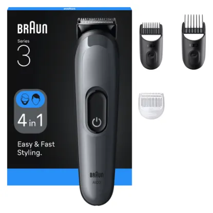 Braun Series 3 4 az 1-ben Formázókészlet, Éles Penge, 14 Hosszbeállítás, AIO3500, Szürke termékhez kapcsolódó kép